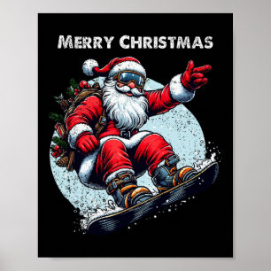 Poster Santa Claus Snowboard Felry Natal Ho