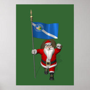 Poster Santa Claus With Ensign Of Las Vegas