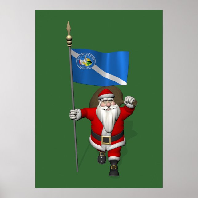 Poster Santa Claus With Ensign Of Las Vegas (Frente)