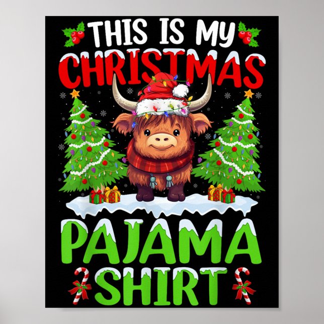 Poster Santa Cow Xmas Tree Lights This Is My Christmas Pa (Frente)