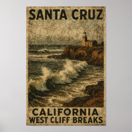 Poster Santa Cruz California West Cliff Steamer Lane