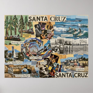 Poster Santa Cruz Colagem Vintage – Arte de Memórias Cost