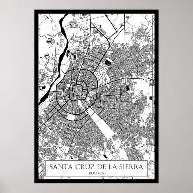 Poster Santa Cruz de la Sierra Bolivia City Map (Frente)