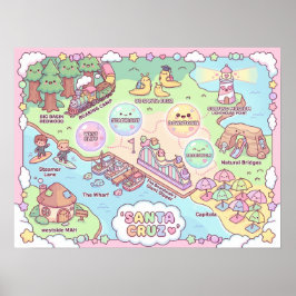 Poster Santa Cruz Fantasy Map – Mythical Coastal Art Prin