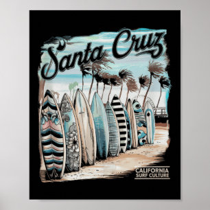 Poster Santa Cruz Homens Mulheres Califórnia Retro Pôr do