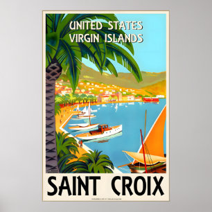 Poster Santa Cruz Ilhas Virgens Americanas Caribe Ocident