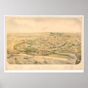 Poster Santa Cruz, mapa panorâmico do CA (1586A) -