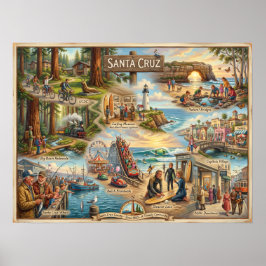 Poster Santa Cruz Vibe Map – Cultural Coastal Art Print