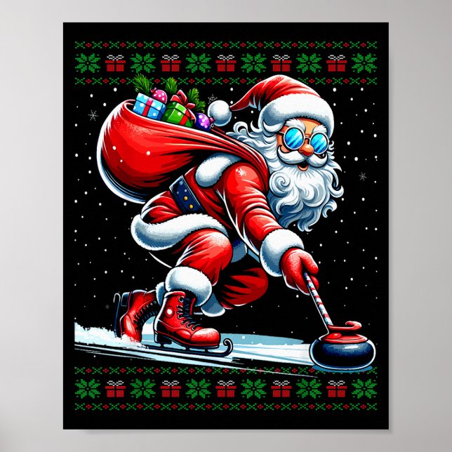 Poster Santa Curling Ugly Christmas Sweater  (Frente)