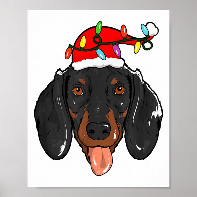 Poster Santa Dachshund Light Christmas  (Frente)