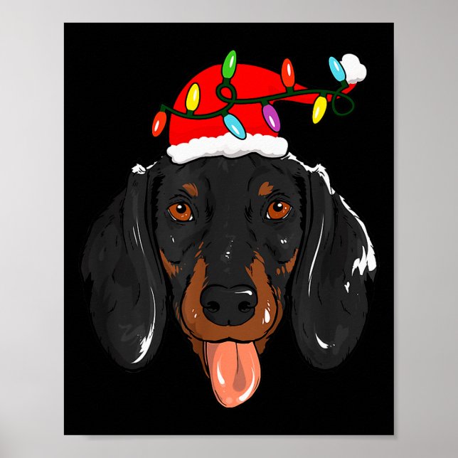 Poster Santa Dachshund Light Christmas  (Frente)