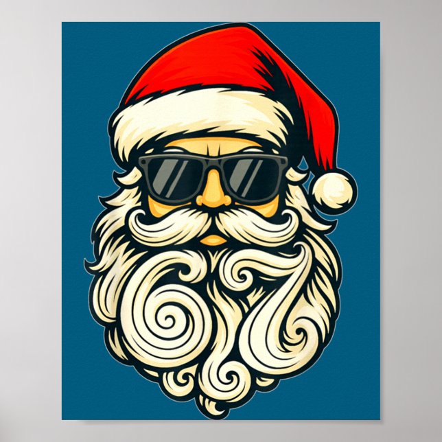 Poster Santa Face Retro Sungles 6 7 Christmas 67 Santa Si (Frente)
