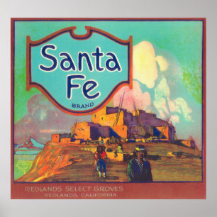 Pôster Santa Fé LabelRedlands alaranjado, CA