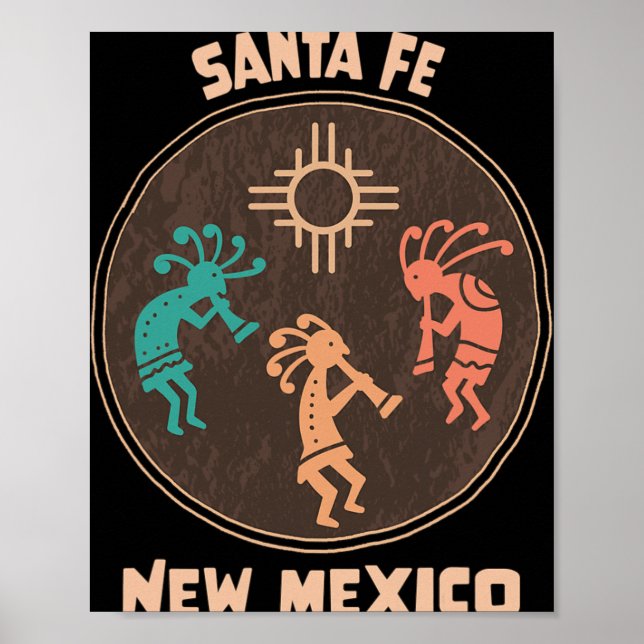 Poster Santa Fe New Mexico Kokopelli Vacation Souvenir  (Frente)