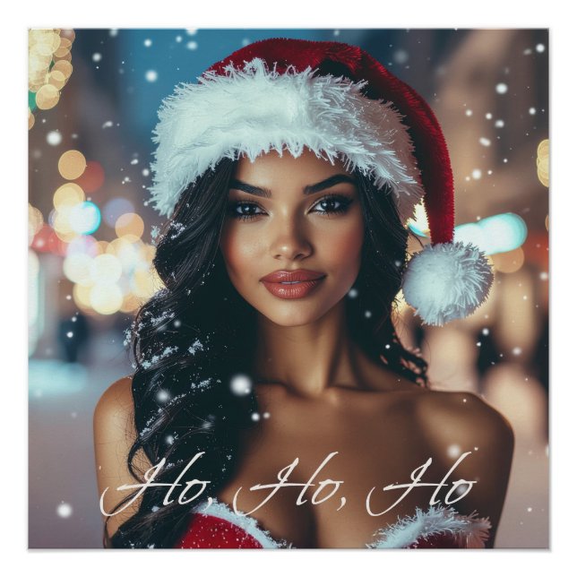 Pôster Santa Girl - Ho Ho Ho - Christmas (Frente)