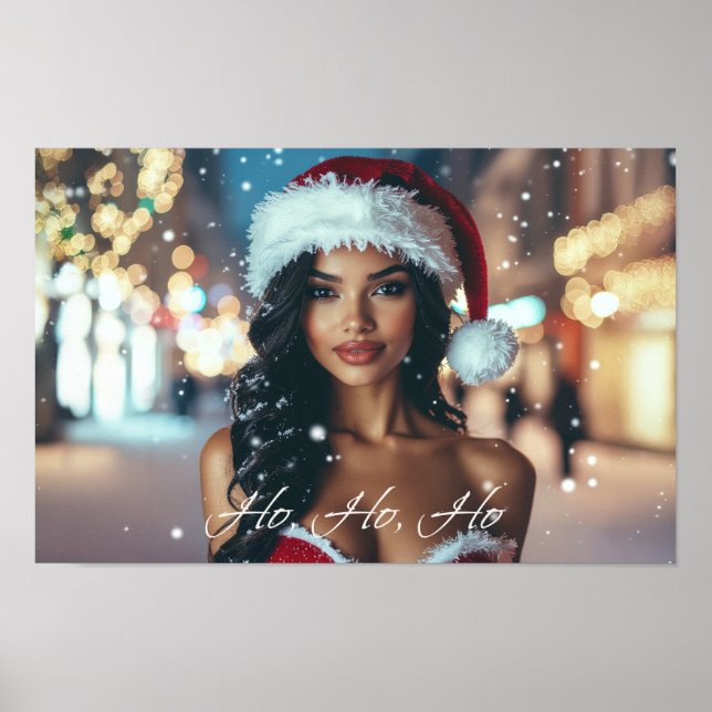 Poster Santa Girl - Ho Ho Ho - Christmas (Frente)