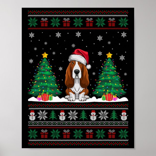 Poster Santa Hat Bet Dog Xmas Tree Luzes Feias (Frente)