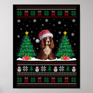 Poster Santa Hat Boykin Spaniel Dog Xmas Tiras Luzes Feia
