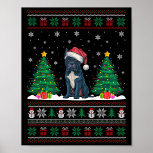 Poster Santa Hat Cane Corso Cão De Natal Luzes Ugl