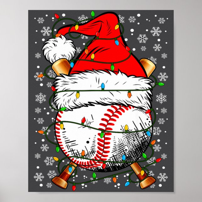 Poster Santa Hat Christmas Baseball Player Srts For Men B (Frente)