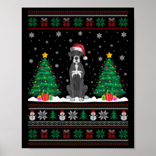 Poster Santa Hat, Grande Dane Cachorro, Árvore De Natal,
