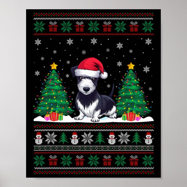 Poster Santa Hat Rat Terrier Cachorro Cachorro Árvore de  (Frente)