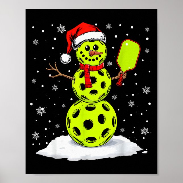 Poster Santa Hat Snowman Xmas Funny Ckleball Lover Christ (Frente)