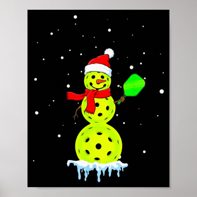 Poster Santa Hat Snowman Xmas Funny Pickleball Player Pad (Frente)