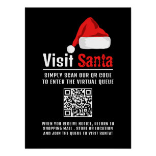 Pôster Santa Hat, Visite Papais noeis, Fila de Código QR