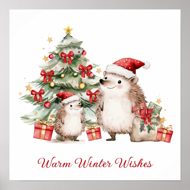 Poster Santa Hedgehog Christmas Wishes  (Frente)