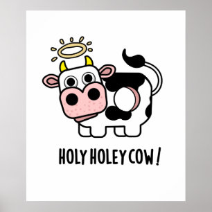Poster Santa Holey Cow Funny Animal Pun