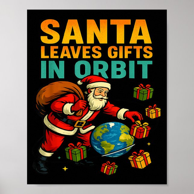 Poster Santa Leaves In Orbit Funny Xmas Space  (Frente)