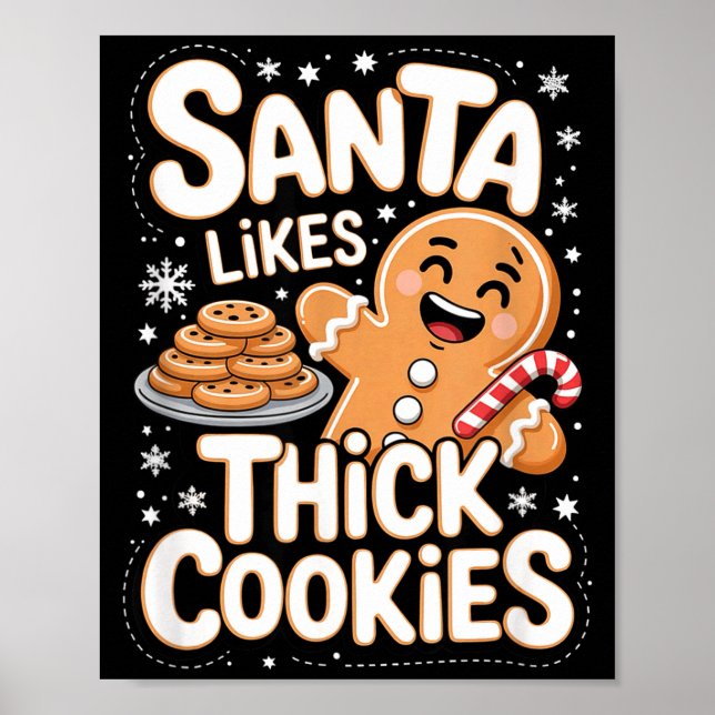 Poster Santa Likes Thick Cookies Funny Adult Humor Ginger (Frente)