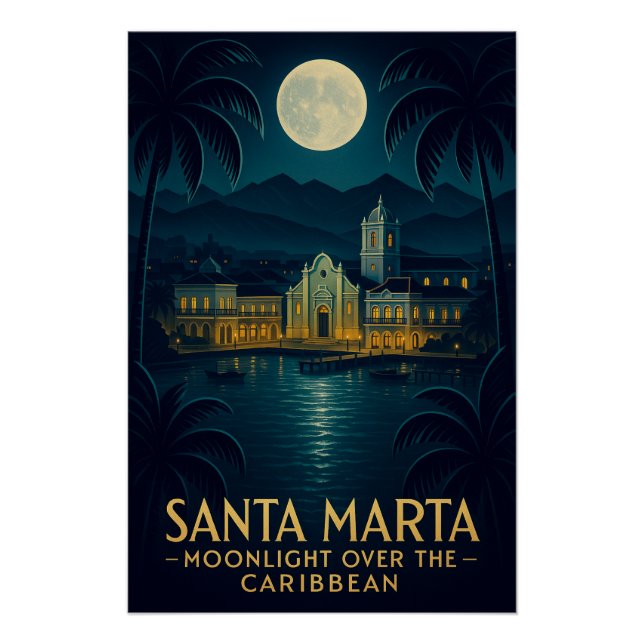 PÔSTER SANTA MARTA — LUZ DO LUA SOBRE O CARIBE (Frente)