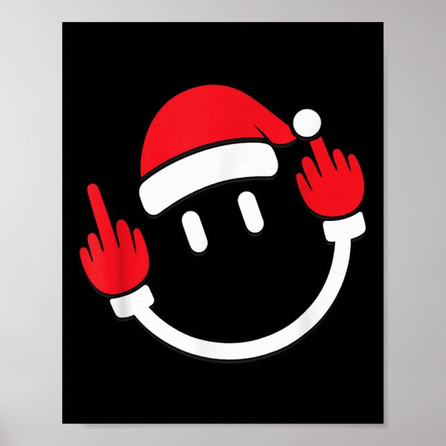 Poster Santa Middle Finger Flip Off _ Christmas Profanity (Frente)
