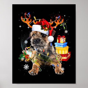 Poster Santa Miniature Schnauzer with Christmas lights Xm