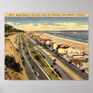Poster Santa Monica CA, California, Homes of the Stars, 