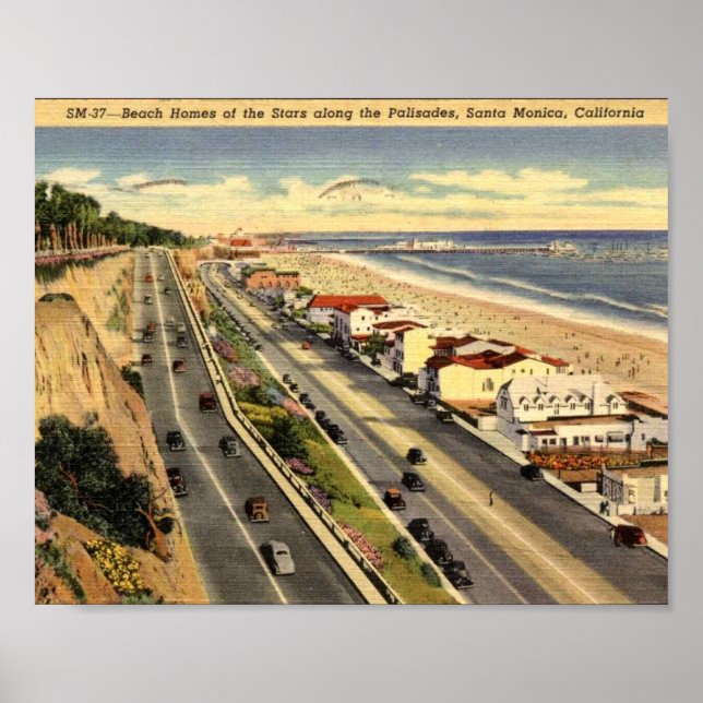 Poster Santa Monica CA, California, Homes of the Stars,  (Frente)