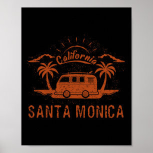Poster Santa Mônica, Ca Califórnia Retro Vintage Surfe