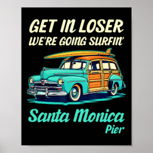Poster Santa Mônica Califórnia Garota de Surfe Mulheres H
