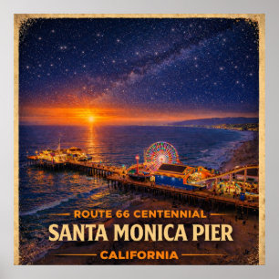 Poster Santa Monica Pier Califórnia Centenário