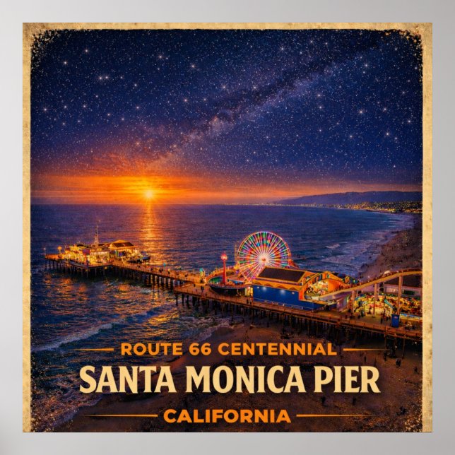 Poster Santa Monica Pier Califórnia Centenário (Frente)