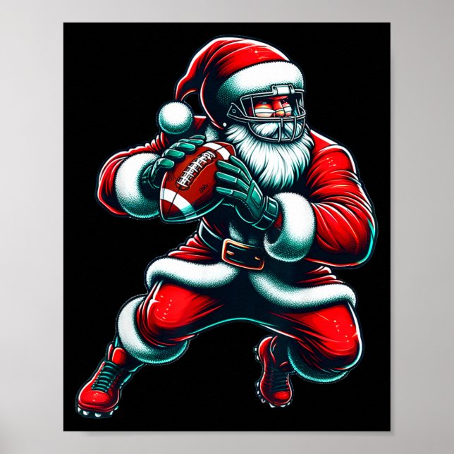 Poster Santa Playing American Football Christmas Women Me (Frente)