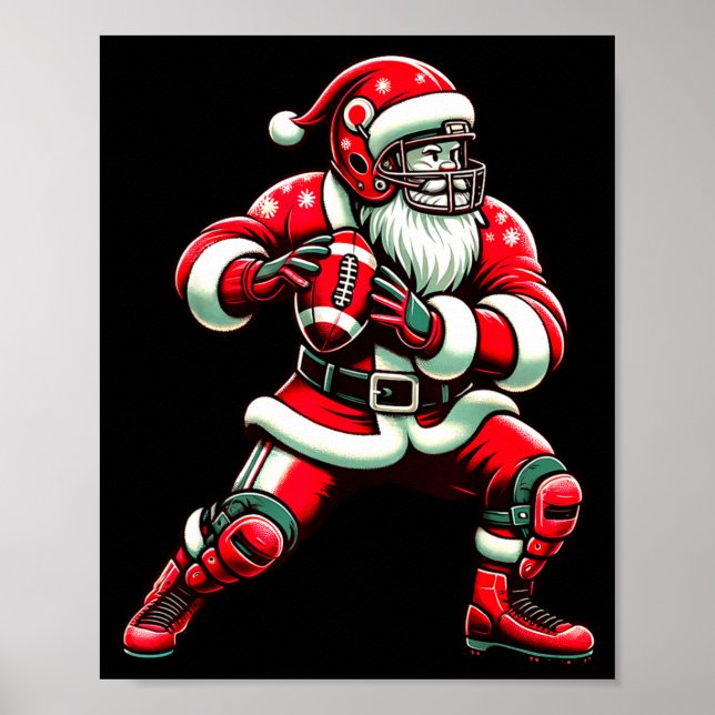Poster Santa Playing American Football Christmas Women Me (Frente)