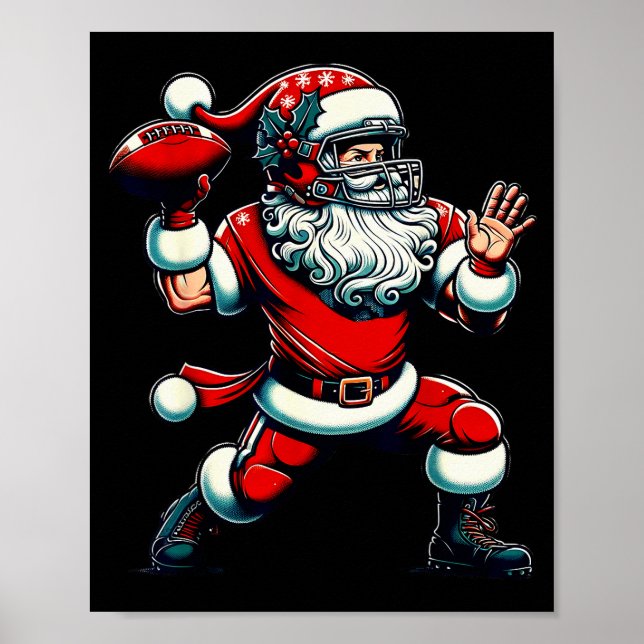 Poster Santa Playing American Football Christmas Women Me (Frente)