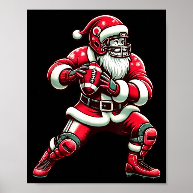 Poster Santa Playing American Football Christmas Women Me (Frente)