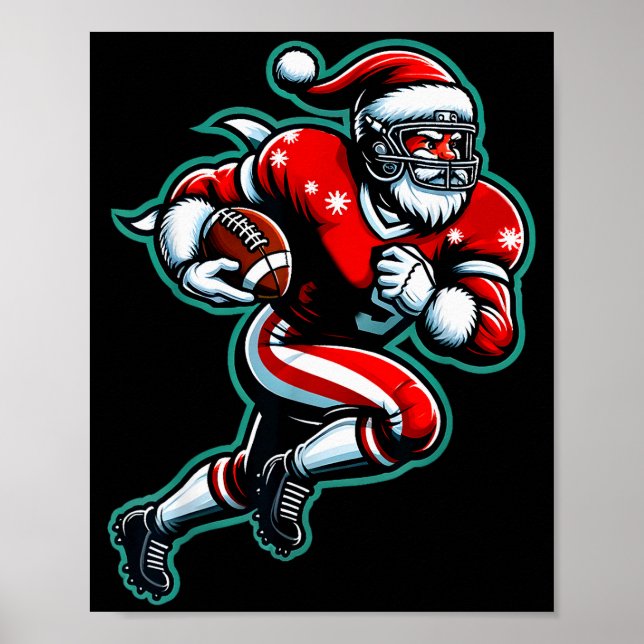 Poster Santa Playing American Football Christmas Women Me (Frente)