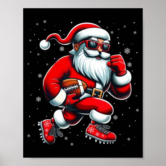 Poster Santa Playing Football Men Boys Christmas Football (Frente)