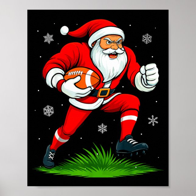 Poster Santa Playing Football Xmas Funny Christmas Footba (Frente)