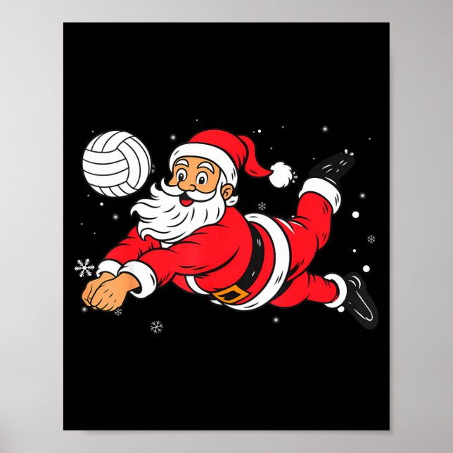 Poster Santa Playing Volleyball Christmas Pajama Cool Srt (Frente)